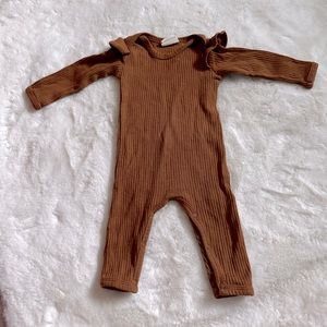 Spearmint love ribbed chestnut jumpsuit 0-3M baby